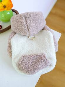 PETSIN 1 件宠物服装，猫狗通用连帽衫，冬季加厚保暖夹克 - 粉帽 - 查看 2