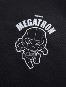 Transformers X SHEIN Young Boy Casual Letter & Robot Print Crew Neck Sweatshirt, Autumn - Black - View 5