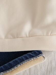 Genkimix Kids 3 件套年轻男孩秋季新款 2025 服装，圆领长袖英伦印花运动衫，拉链牛仔背心，牛仔保暖内衬裤，简约时尚街头休闲 3 件套 - 彩色 - 查看 3