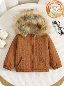 SHEIN Baby/Baby Jungen/Mädchen Herbst & Winter Kleidung, Mäntel, Oberteile, Fleece, Verstärkt, Kapuzenparka Jacke, Langarm Oberteile, Gefütterte Jacke, Wintermantel, Gesteppter Mantel, Warm & Weich, Bequem, Vielseitig, Lässig, Alltag, Geeignet für Innen, Außen, Skifahren, Sport, Spiel, Party, Fotoshooting, Festival, Halloween, Weihnachten, Neujahr