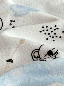 Loomiva 2pcs Baby Boy Cartoon Animal Print Soft Knit Crew Neck Long Sleeve Top And Elastic Waist Long Pants Snug Fit Pajama Set