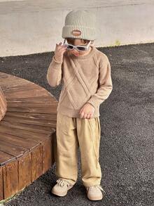 SHEIN Jersey De Punto Con Textura Para Niño Joven Tipo Pullover