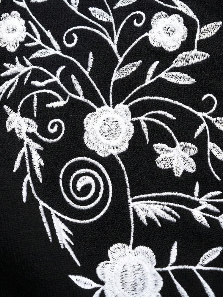 Plus Size Women Black  Casual Floral Embroidery Cardigan, Autumn/Winter Cozy Fall And Winter Clothes For Women New Year Look Maija Fall Winter 2025 Fall/Winter Party Elegant Dress Women Elegant Dress Women  Stylish Clothing Collection Elegant Party Clothes For New Year Christmas Clothes For Women  Winter Clothes For Women