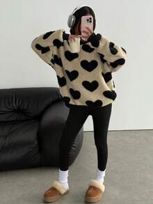 SHEIN 少女休闲针织毛绒卫衣和修身裤套装 - 彩色 - 查看 7