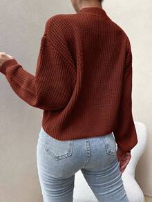 Maglione a maniche lunghe in maglia tinta unita minimalista da tutti i giorni per donna