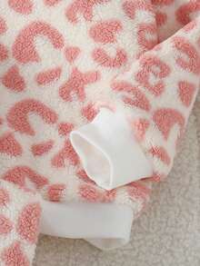 SHEIN 2 件套年轻女孩舒适豹纹长袖上衣和裤子睡衣套装，秋冬 - 粉色 - 查看 6