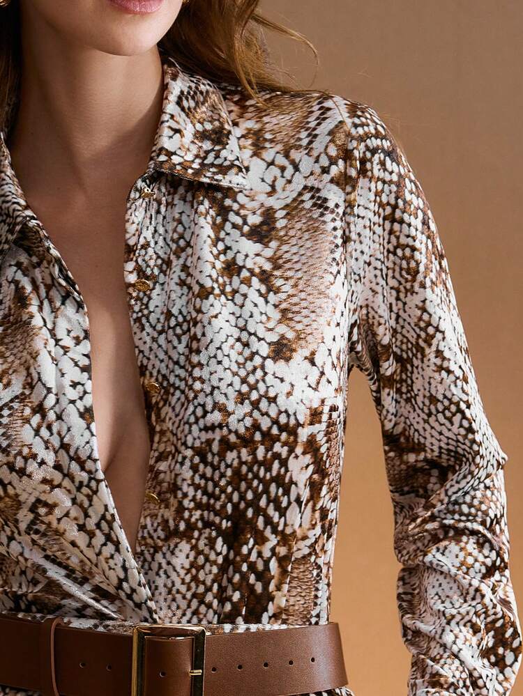 WOMEN'S SNAKESKIN PRINTED LONG SLEEVE SHIRT, AUTUMN/WINTER