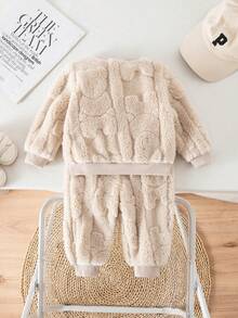 SHEIN Babygirl 可爱条纹蓬松粉色长袖家居服套装，百搭秋冬 - 彩色 - 查看 11