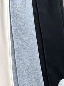 SHEIN Vacaura 3 件套女童紧身裤套装，时尚喇叭裤设计，字母印花，适合日常穿着