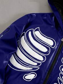 PAVTROS Men's Street Style Autumn PU Zipper Long Sleeve Jacket Hooded Jacket Graphic Jackets Zip Up Cool Jacket Skeleton Jacket Zip Up Jacket - Blue - View 3