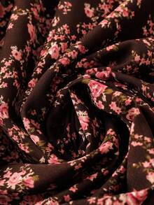 EMERY ROSE 大码女式长袖 V 领休闲优雅连衣裙，春秋季长款女装 - 咖啡棕 - 查看 5