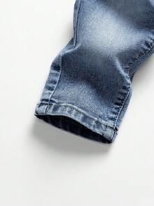 SHEIN 男童中度水洗弹力腰牛仔裤 - 水鴨藍 - 查看 3