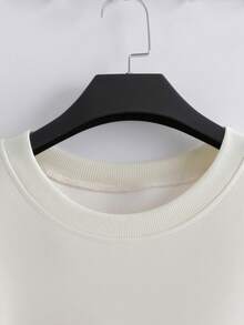 GlowEve CURVE 女士蝴蝶结拼布运动衫，新款条纹撞色宽松套头衫，春秋季 - 杏色 - 查看 5