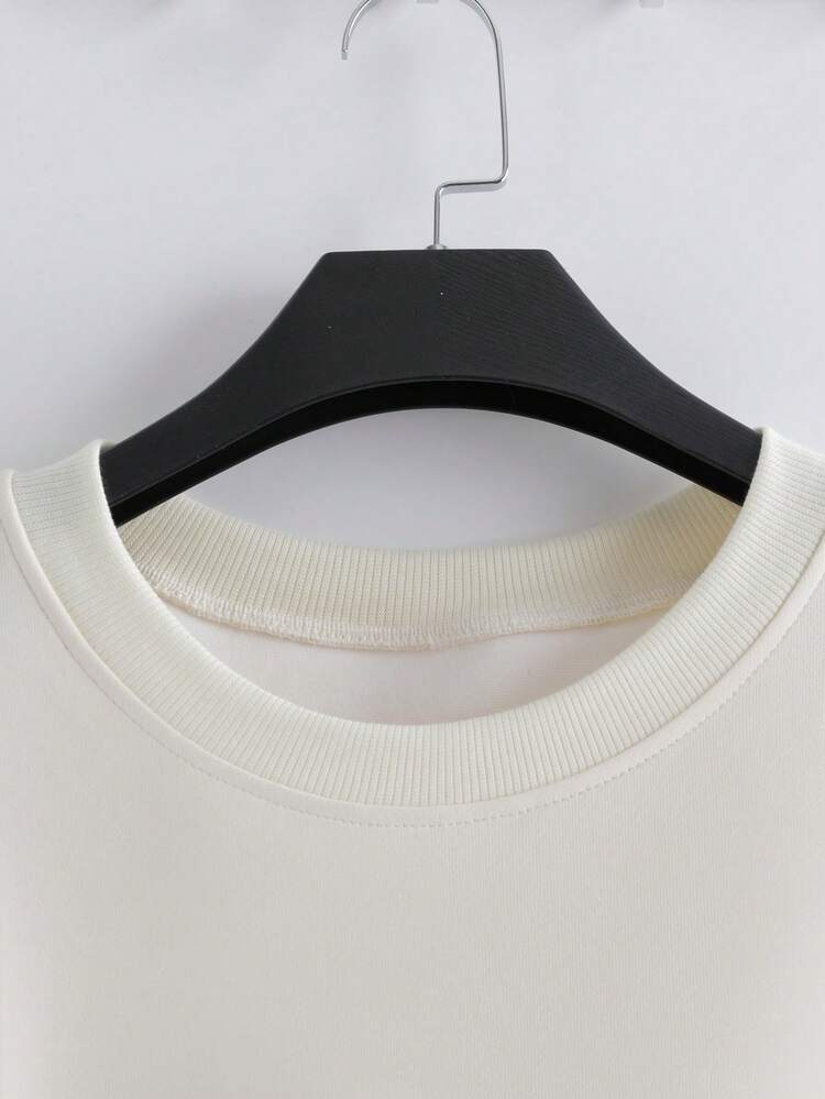 GlowEve CURVE 女士蝴蝶结拼布运动衫，新款条纹撞色宽松套头衫，春秋季 - 杏色 - 查看 5