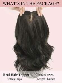 14 英寸女士真发发片，适合头发稀疏的女性，8x8 英寸大底座真发发片，适合日常佩戴和造型 - S2 - 查看 4