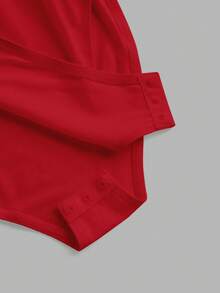 SHEIN EZwear 2件套黑色和红色加大码短袖紧身衣套装 - 紅色 - 查看 6