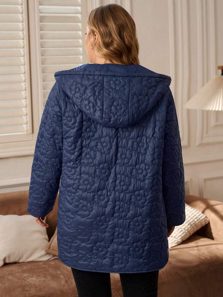 Manteau matelassé à capuche avec boutons devant en relief, manteau d'hiver pour femmes 2025 nouveau, simple et pour un port quotidien, manteau d'hiver grande taille, Noël pour femmes, Nouvel An, Soirée pour femmes
