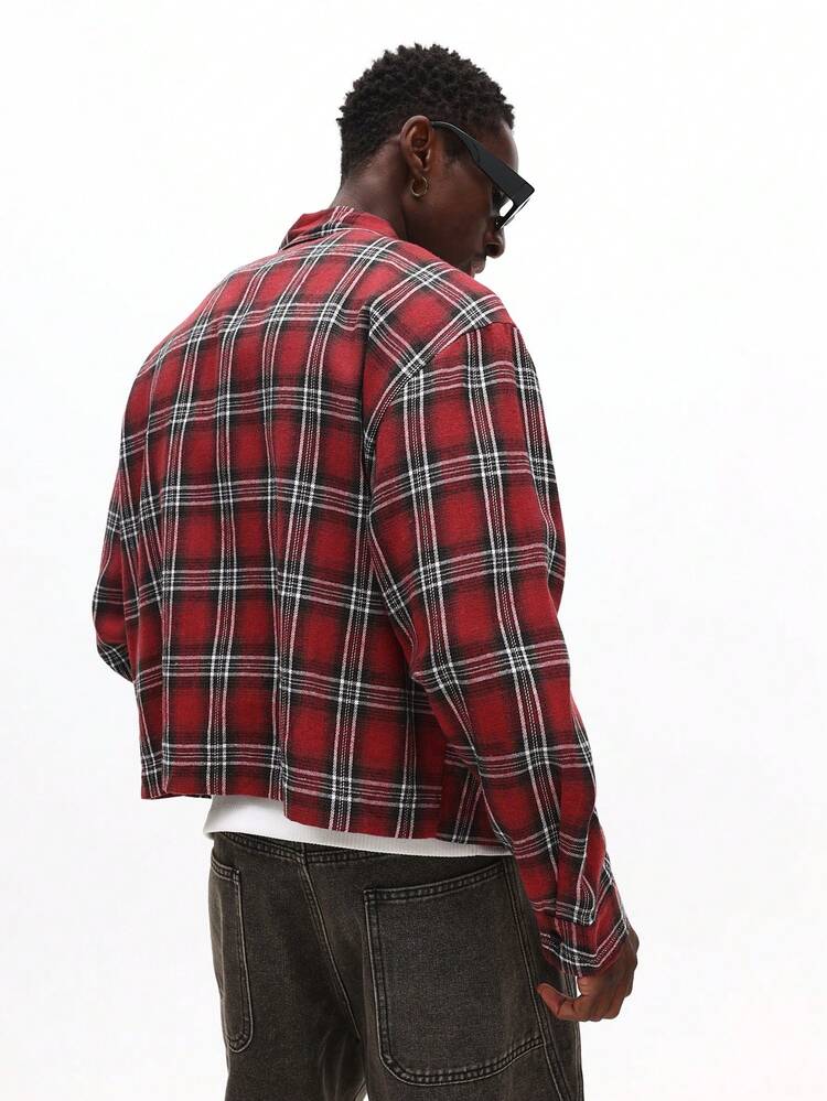 Camisa a cuadros con botones y mangas largas