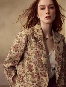 MOTF FLORAL PRINT SINGLE BUTTON BLAZER - Apricot - View 6