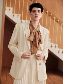 Uhlyne Uhlyne Blazer elegante y minimalista de moda para mujer - Albaricoque - Ver 2