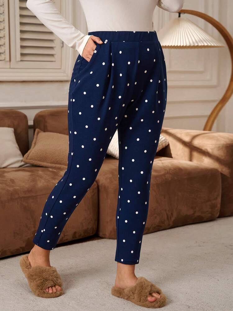 Plus Size Casual Commuter Polka Dot Print Slim Pants New Year Look Maija Fall Winter 2025 Fall/Winter Party Elegant Dress Women New Year Clothes Elegant Dress Women  Stylish Clothing Collection Elegant Party Clothes For New Year Christmas Clothes For Women  Winter Clothes For Women