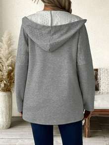 SHEIN Maternity Jacket With Zipper, Long Sleeve, Regular Fit, Autumn/Winter - Grey - View 2