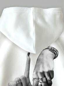 SHEIN Leap Crew 2 件套青少年女孩休闲洛杉矶手势印花连帽运动衫和紧身裤套装，适合秋冬季 - 彩色 - 查看 3