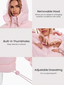 GLOWMODE Chaqueta versátil de 8 en 1 con forma flexible, suave, ligera, cálida, repelente al agua y a prueba de plumas, con ojales para el pulgar, para otoño, invierno, uso diario y casual al aire libre - Rosa Pálido - Ver 5
