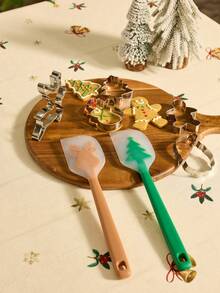 Cirelle Juego de 1 pieza de cortador de galletas y espátula de silicona de acero inoxidable con diseño de árbol de Navidad - Molde para hornear galletas DIY - Multicolor - Ver 5