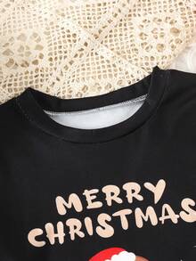 SHEIN 少女紧身针织休闲圆领长袖家居服套装 - 藍色 - 查看 3