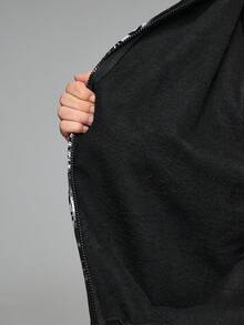 ROMWE Grunge Punk Grunge Style Cross Pattern Print Loose Fit Sweatshirt For Women - Black - View 10
