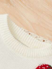 SHEIN Baby Girl Strawberry Pattern Jumper - White - View 4