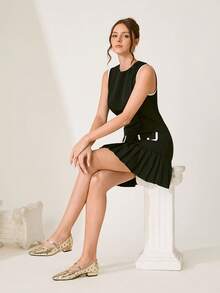 CUCCOO CHICEST 女士镂空方头平底鞋，优雅简约时尚舒适金色金属仿皮玛丽珍鞋，适合下午茶、派对、职场、度假、万圣节 - 金色 - 查看 11