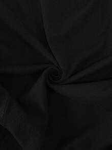 EMERY ROSE Loose Button-Up Round Neck Comfortable Solid Cardigan - Black - View 3