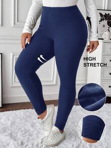 SHEIN LUNE Quần legging nữ màu trơn có lót nhiệt, cạp chun, quần legging thường ngày màu xanh lam, quần legging thoải mái cho nữ, quần legging ngắn cho nữ, quần dễ thương cho nữ, quần legging màu xanh lam, quần legging bó, quần legging màu xanh lam cho nữ, quần legging ấm áp, quần legging lót nhiệt cho nữ, quần legging ấm áp - Màu xanh lam - Xem 7