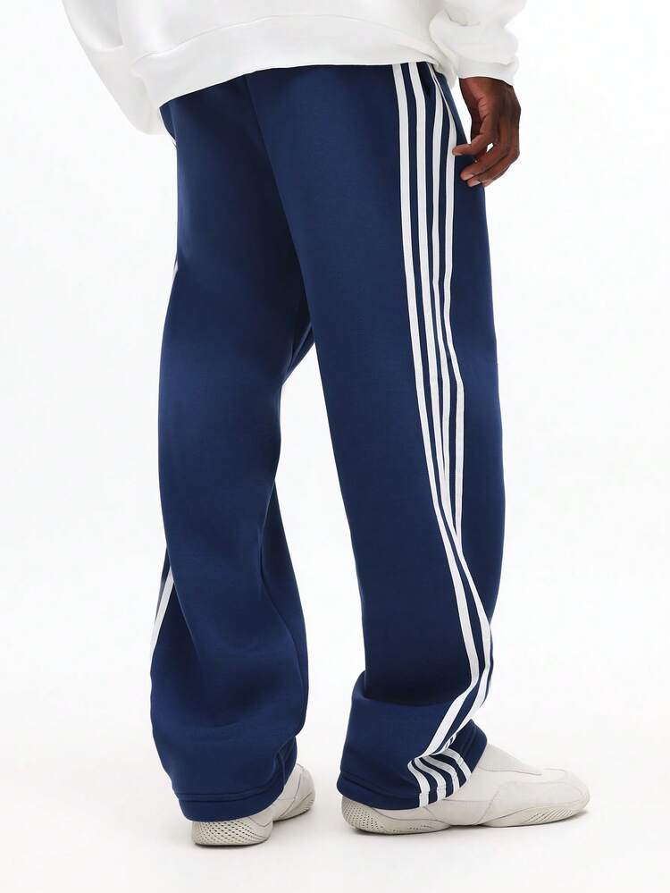 Relaxed Drop Crotch Sweatpants With Side Stripes