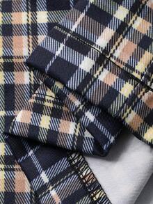 DAZY Women Contrast Color Waist Loose Plaid Drawstring Elastic Waist Wide Leg Pants Fall - Brown - View 6