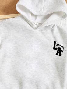 SHEIN 小男孩宽松休闲舒适连帽运动衫和慢跑裤套装 - 彩色 - 查看 3