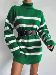 EURMUSE Women'S Oversized Turtleneck Batwing Long Sleeve Long Sweater - Green - View 5