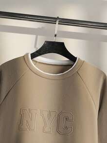 青少年男孩两件套休闲长袖套装 - 杏色 - 查看 6