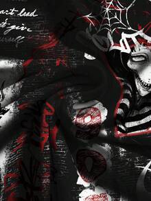 ROMWE Áo ba lỗ nữ kinh dị đen tối bí ẩn vết máu Anime cô gái Punk mắt đá quý nhện ngọn lửa đường phố Punk thập tự giá - màu đen - Xem 3