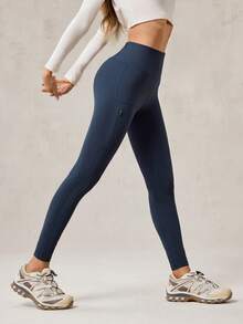 OutZeal 女式吸湿排汗收腹拉链口袋户外紧身裤徒步露营秋冬 - 藏蓝色 - 查看 6