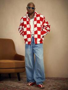 PAVTROS 秋季街头休闲水洗蓝色阔腿字母刺绣水洗牛仔裤宽松牛仔裤男士S码刺绣牛仔裤，圣诞节 - 藍色 - 查看 3