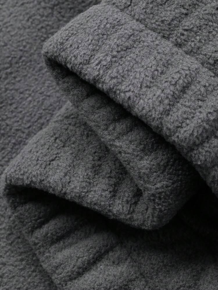 Contrast Color Letter Embroidered Reversible Sherpa Lined Thick Turtleneck Loose Casual Street Style Sweatshirt For Women, Autumn/Winter