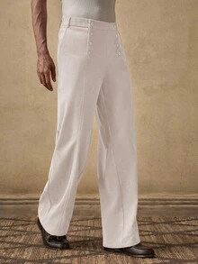 AKNOTIC Men's Woven Casual Loose Straight Leg Solid Color Pants