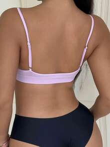 SHEIN 3pcs/Set Seamless Ribbed Bras, Sweet Girl Style Lingerie - Multicolor - View 2