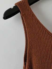 GlowEve Women's Casual Solid Color Cardigan Knit Dress Two Pieces Set, Autumn/Winter - Coffee Brown - View 3