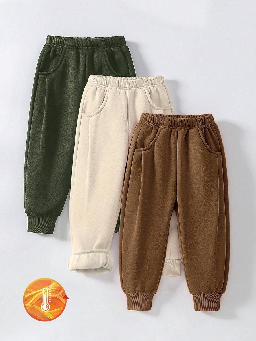 SHEIN Playful Pals GraphicGems 3pcs Casual & Comfortable Plain Baby Girl Sweatpants - Multicolor - View 1