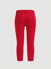 SHEIN 3件套年轻女孩Y2K牛仔紧身裤，红色、蓝色、黑色，带做旧细节，秋季、冬季、休闲时尚度假，2000年代风格，万圣节牛仔裤，圣诞节。 - 彩色 - 查看 9