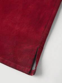 SHEIN MOD Women's Fashionable Solid Color Casual Versatile Denim Skirt With Belt Loop Chic Women Red Corduroy Overlap Front Midi Skirt Versatile High Waist A Line For Everyday Wear Winter Clothes For Women Christmas Women's Clothing New Year Clothes Elegant Skirt For Party Elegant Outfit For Women Christmas Women's Red Skirt